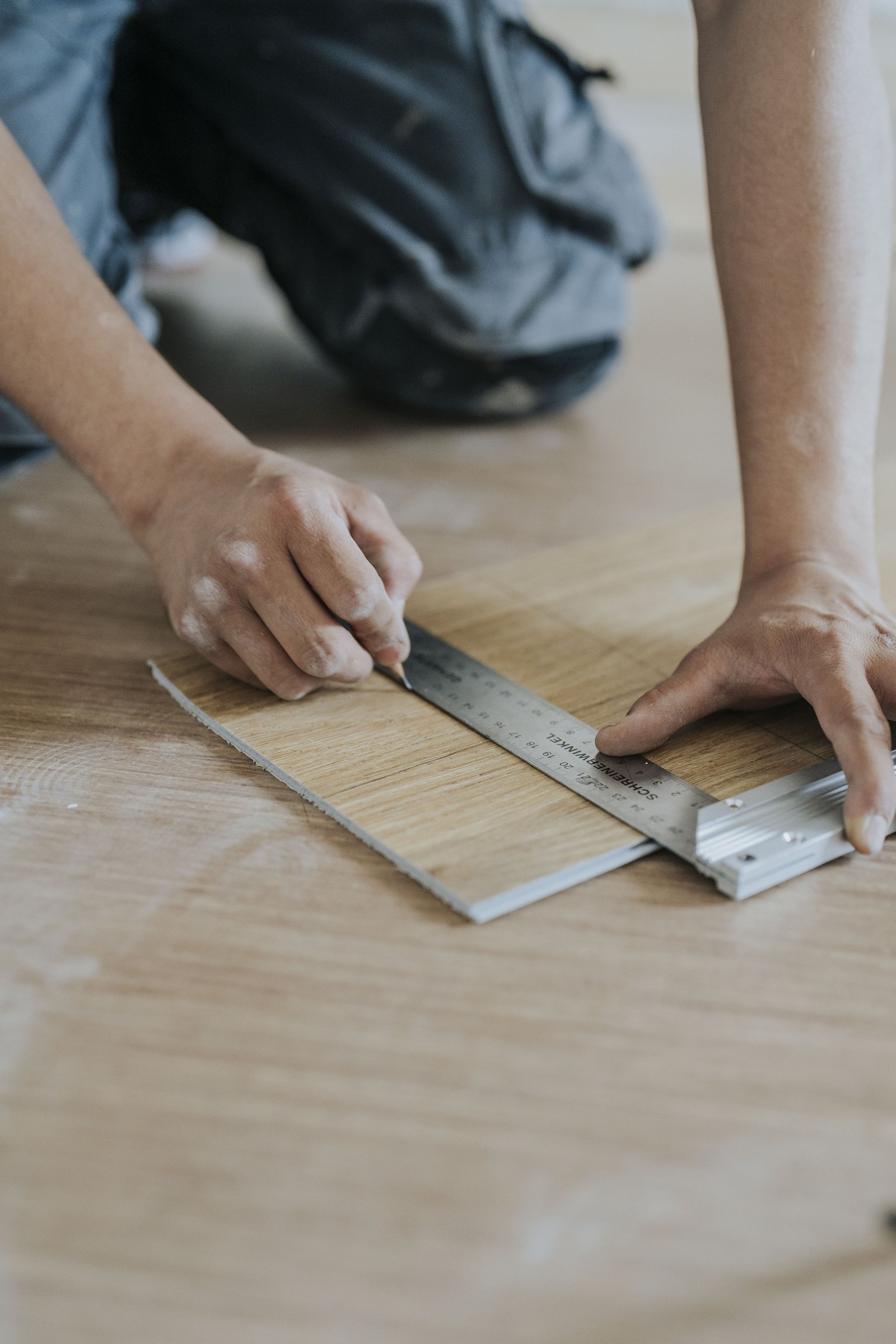 Klickbelag wird angelegt und mit dem Winkel gemessen